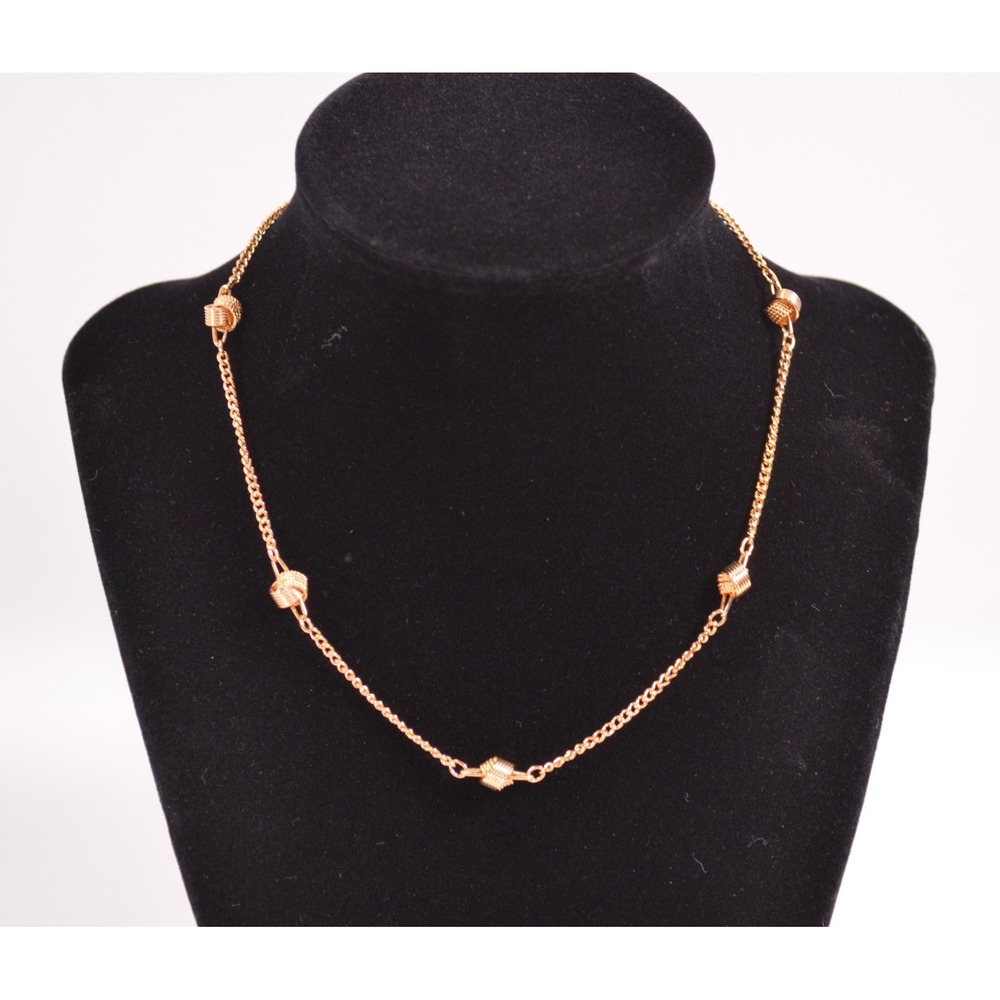 Vintage Avon Gold Tone CHOKER Necklace with Spaced Knots 15"